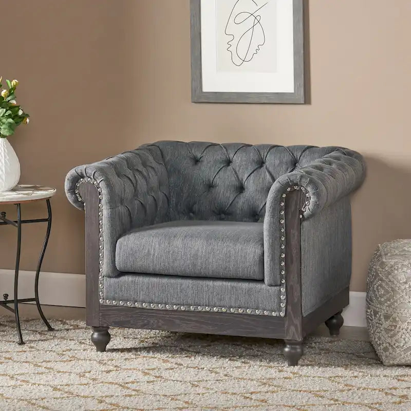 Castalia Chesterfield Tufted Club Chair by Christopher Knight Home - 39.00 L x 33.50 W x 28.00 H