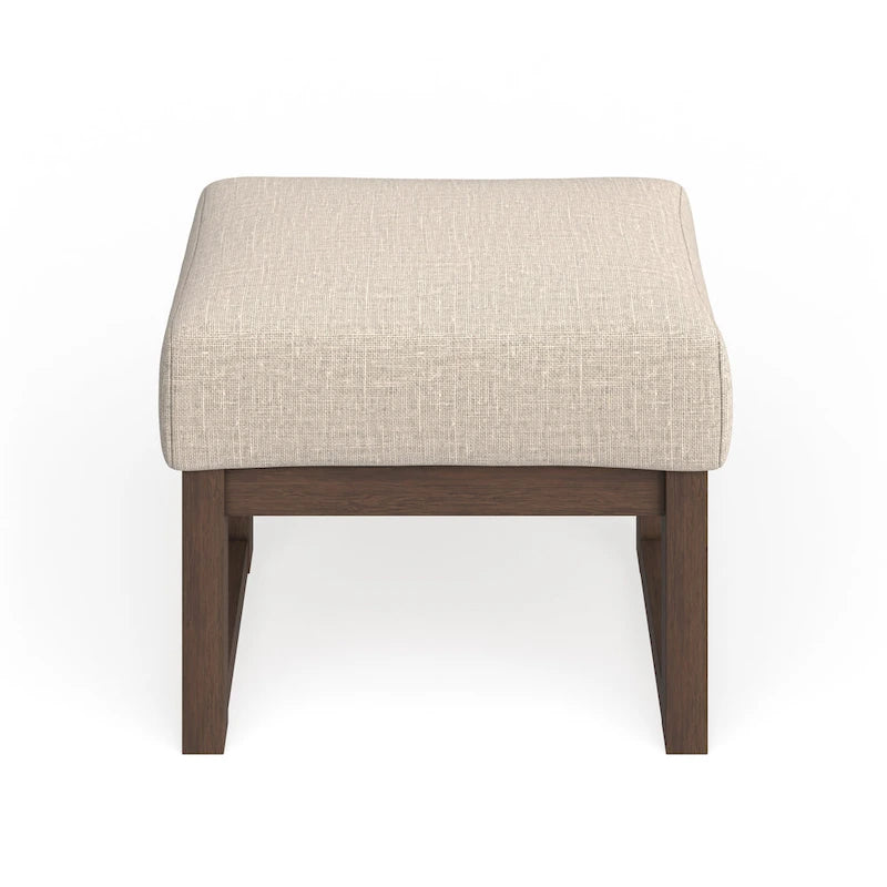 Mid-century Modern Light Beige Upholstered Ottoman Stool