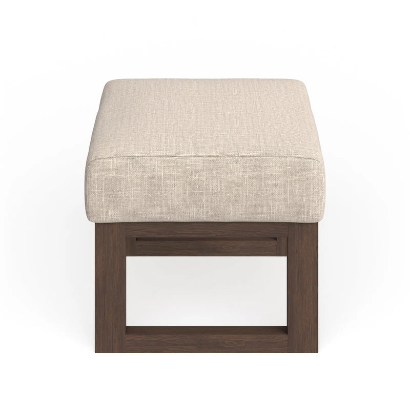 Mid-century Modern Light Beige Upholstered Ottoman Stool