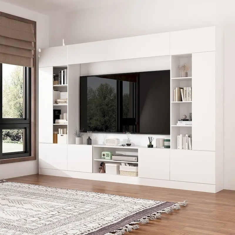 Versatile Wall Unit TV Stand LED Lighting - Accommodates TVs up to 75