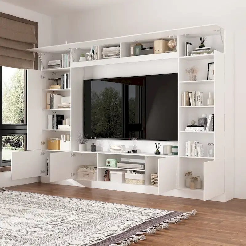 Versatile Wall Unit TV Stand LED Lighting - Accommodates TVs up to 75