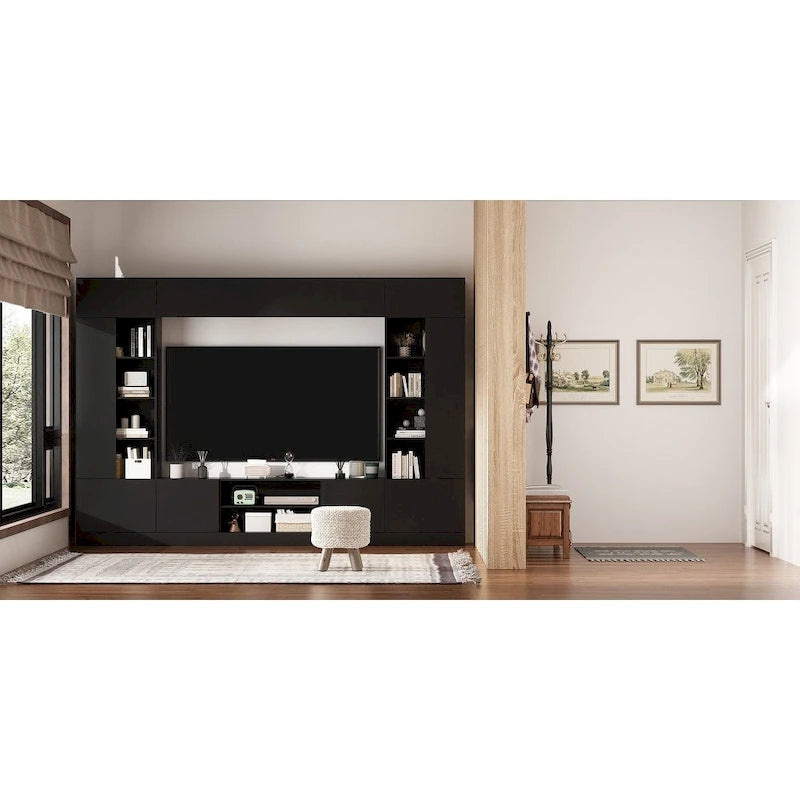 Versatile Wall Unit TV Stand LED Lighting - Accommodates TVs up to 75