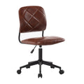 Armless Swivel Office Chair, Tufted PU Leather Upholstery