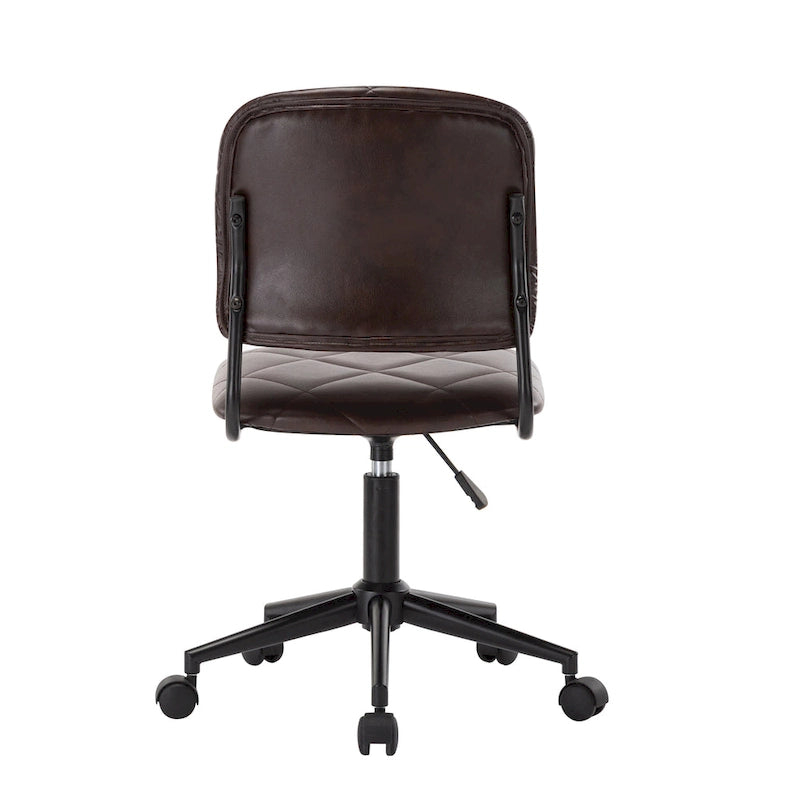 Armless Swivel Office Chair, Tufted PU Leather Upholstery