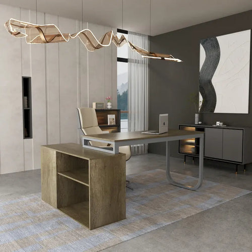 55-Inch L-Shaped Office Computer Desk with Drawers