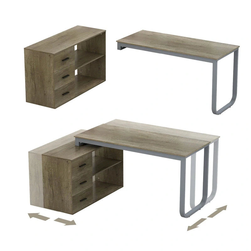 Timechee 55-inch L Shaped Office Computer Desk w/ Drawers
