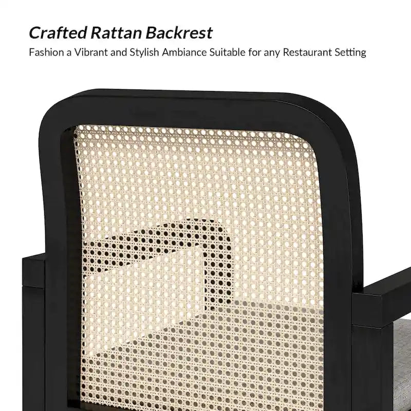 Modern Rattan Back Dining Chair with Removable Cushion, Set of 4