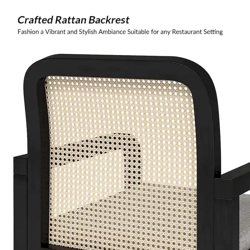 Modern Rattan Back Dining Chair with Removable Cushion, Set of 4