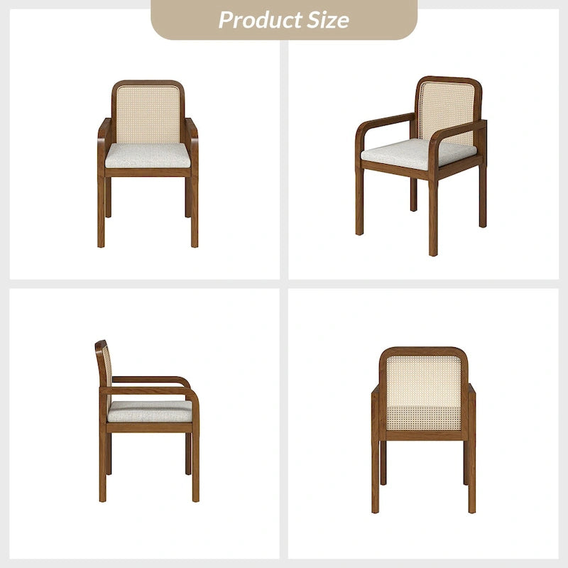 Modern Rattan Back Dining Chair with Removable Cushion, Set of 4