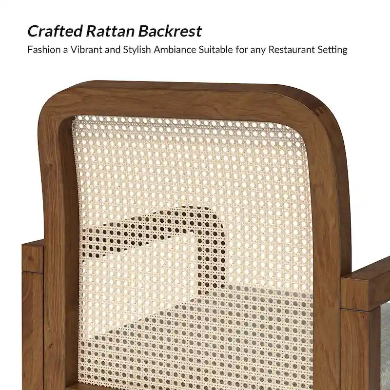 Modern Rattan Back Dining Chair with Removable Cushion, Set of 4