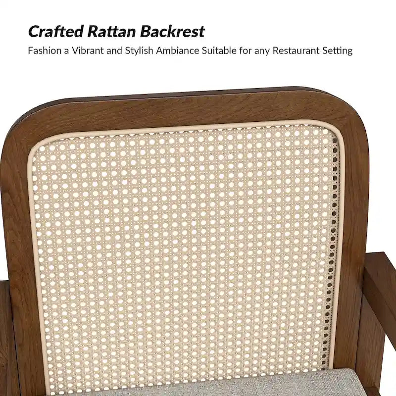 Modern Rattan Back Dining Chair with Removable Cushion, Set of 4