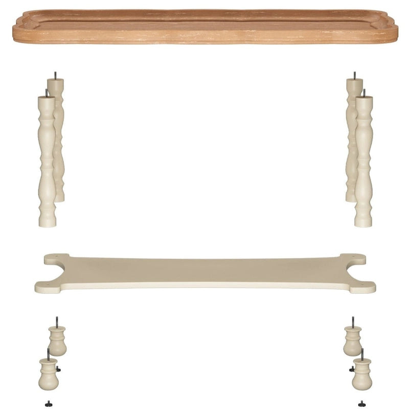 French Farmhouse Coffee Table with Natural Tray Top and Shelf