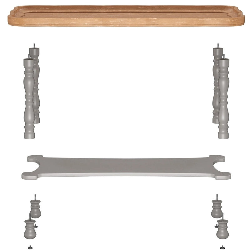 French Farmhouse Coffee Table with Natural Tray Top and Shelf