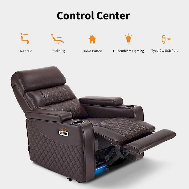 MCombo Power Recliner Chair, Electric Reclining Sofa with Adjustable Headrest and USB & Type Port, Faux Leather HTS432
