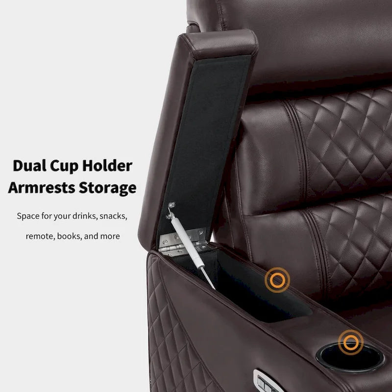 MCombo Power Recliner Chair, Electric Reclining Sofa with Adjustable Headrest and USB & Type Port, Faux Leather HTS432