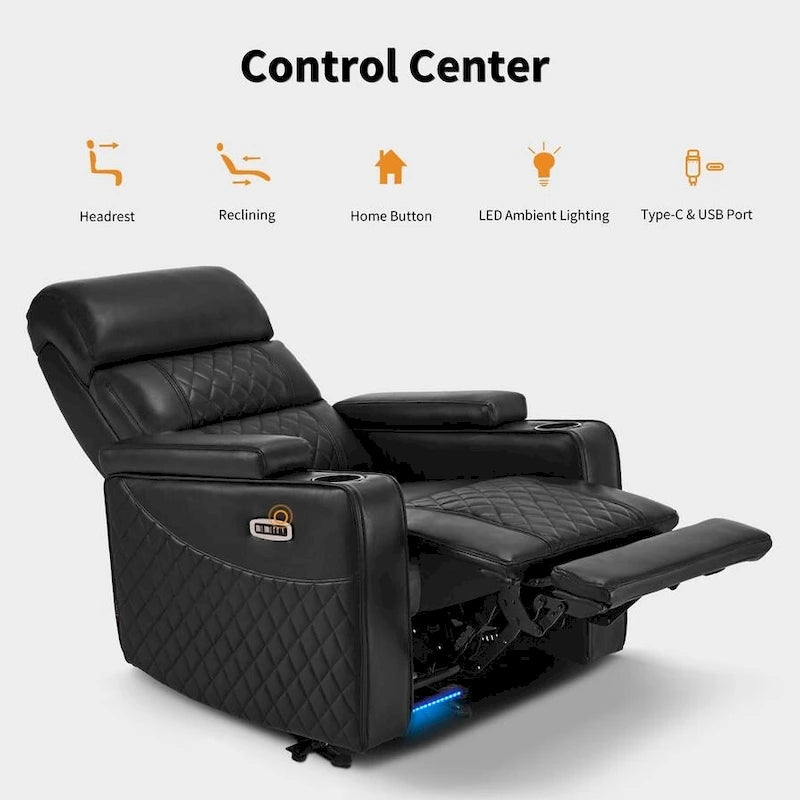 MCombo Power Recliner Chair, Electric Reclining Sofa with Adjustable Headrest and USB & Type Port, Faux Leather HTS432