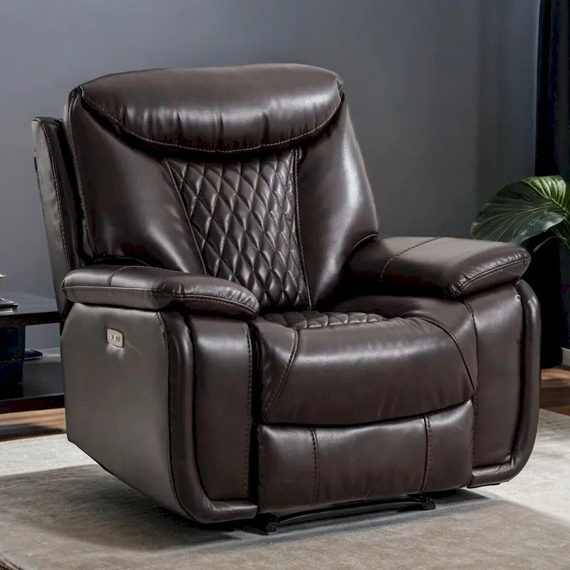 Ebello Leather Electric Power Recliner with Comfortable Footrest for Living Room