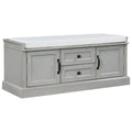 Storage Bench with 2 Drawers, 2 Cabinets and Removable Cushion - 42.5L x 15.9W x 17.5H