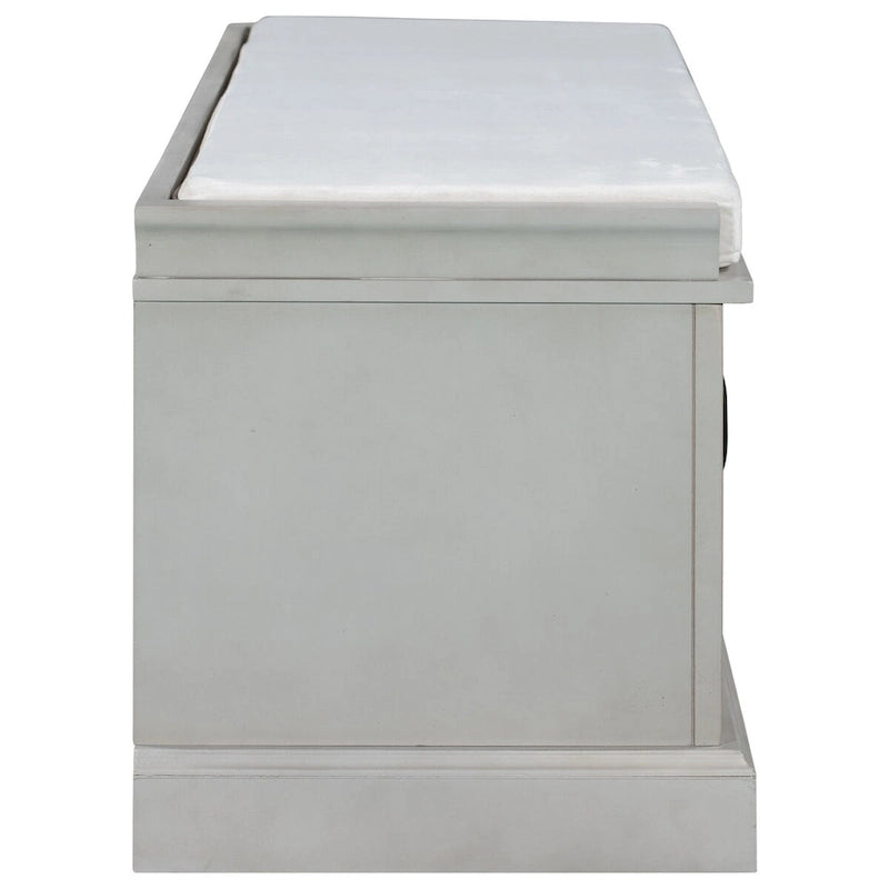 Storage Bench with 2 Drawers, 2 Cabinets and Removable Cushion - 42.5L x 15.9W x 17.5H