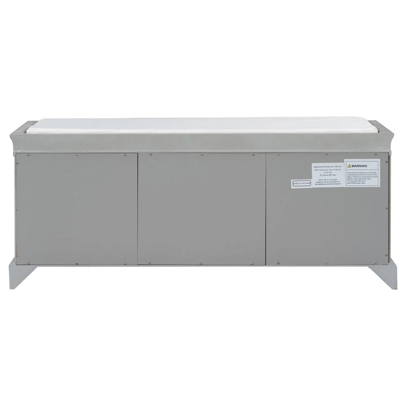 Storage Bench with 2 Drawers, 2 Cabinets and Removable Cushion - 42.5L x 15.9W x 17.5H