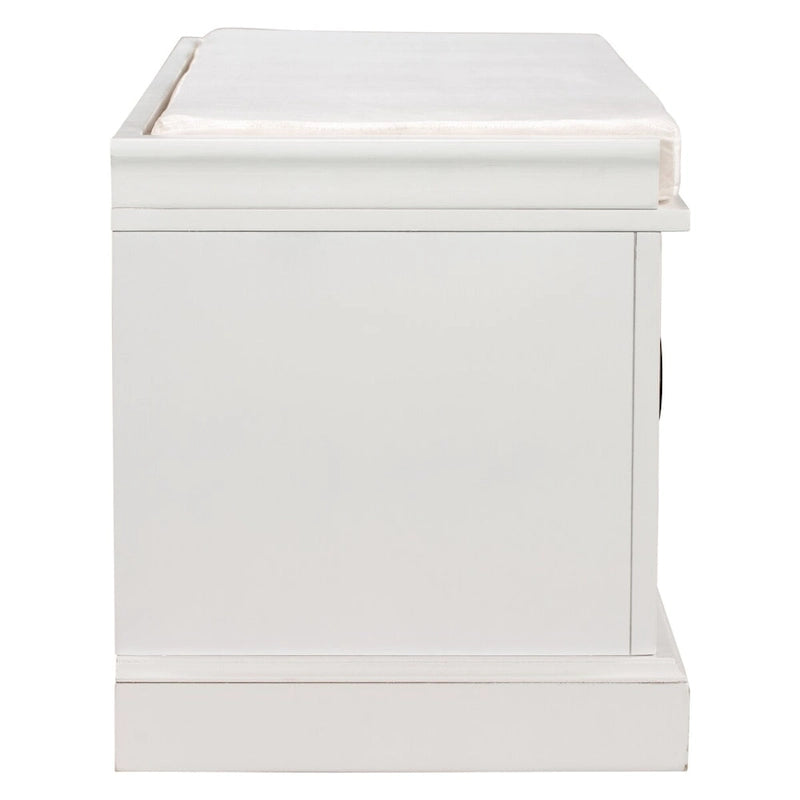 Storage Bench with 2 Drawers, 2 Cabinets and Removable Cushion - 42.5L x 15.9W x 17.5H