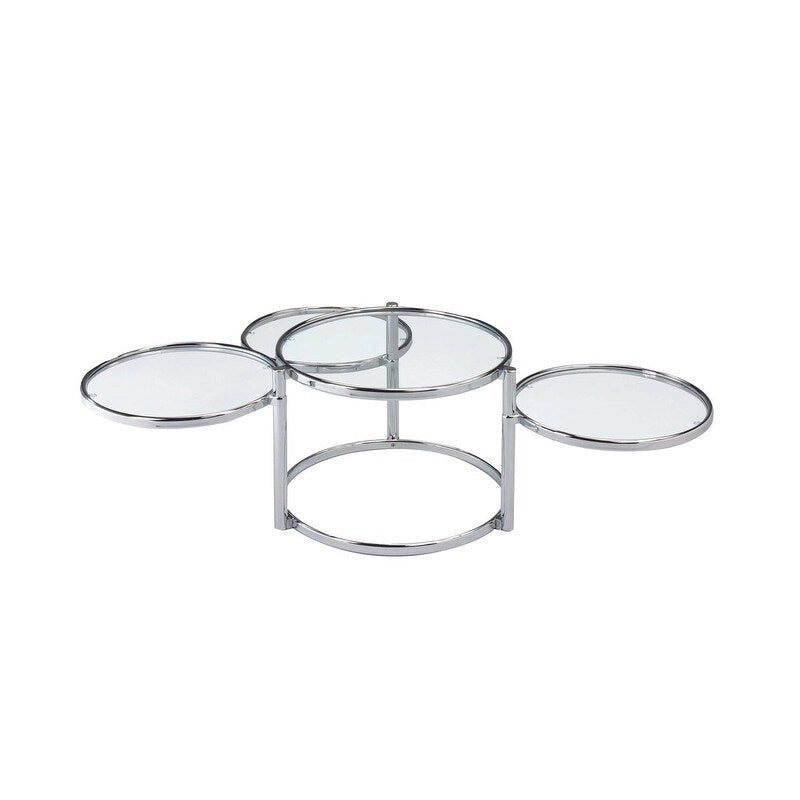 Modern Motion Clear Glass and Chorme Coffee Table