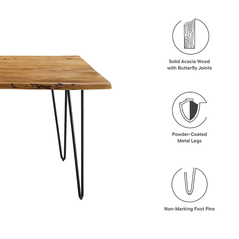 Ardor 60 Live Edge Acacia Wood Dining Table - Black Natural