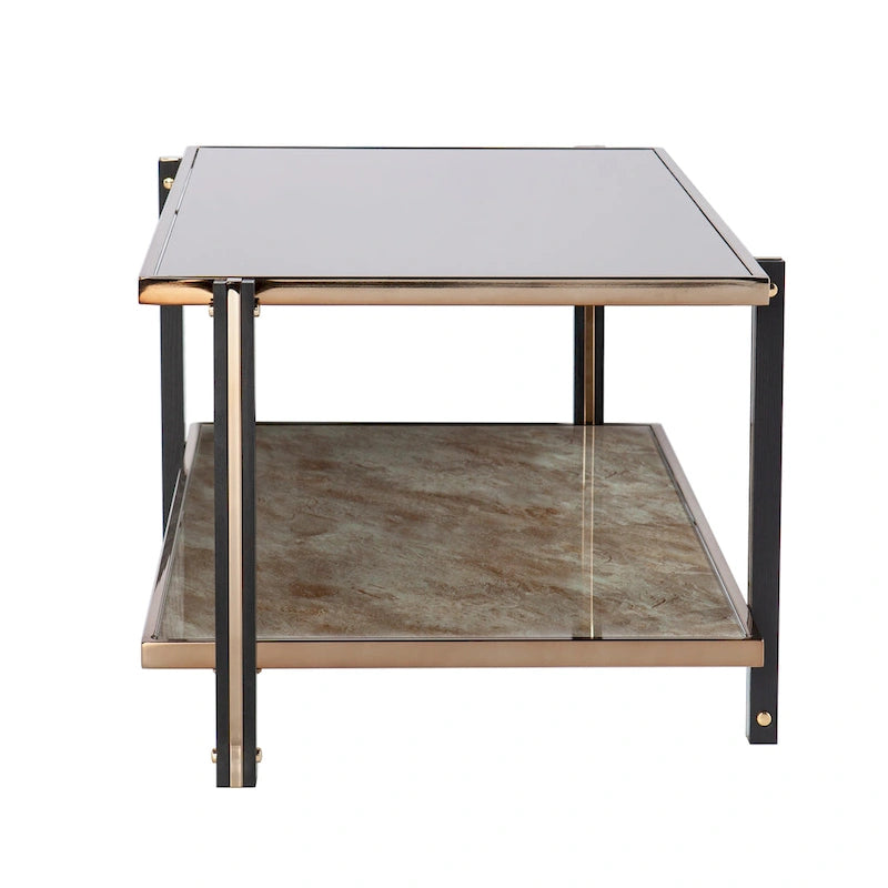 Rectangular Coffee Table,Cocktail Table w/ Mirrored TopModern Coffee Tables Accent Table for Living Room